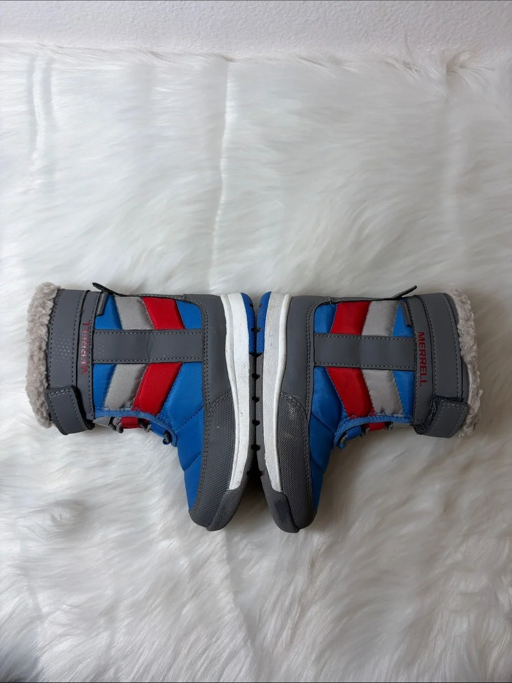 Merrell Blue, Gray & Red Insulated Snow Boots